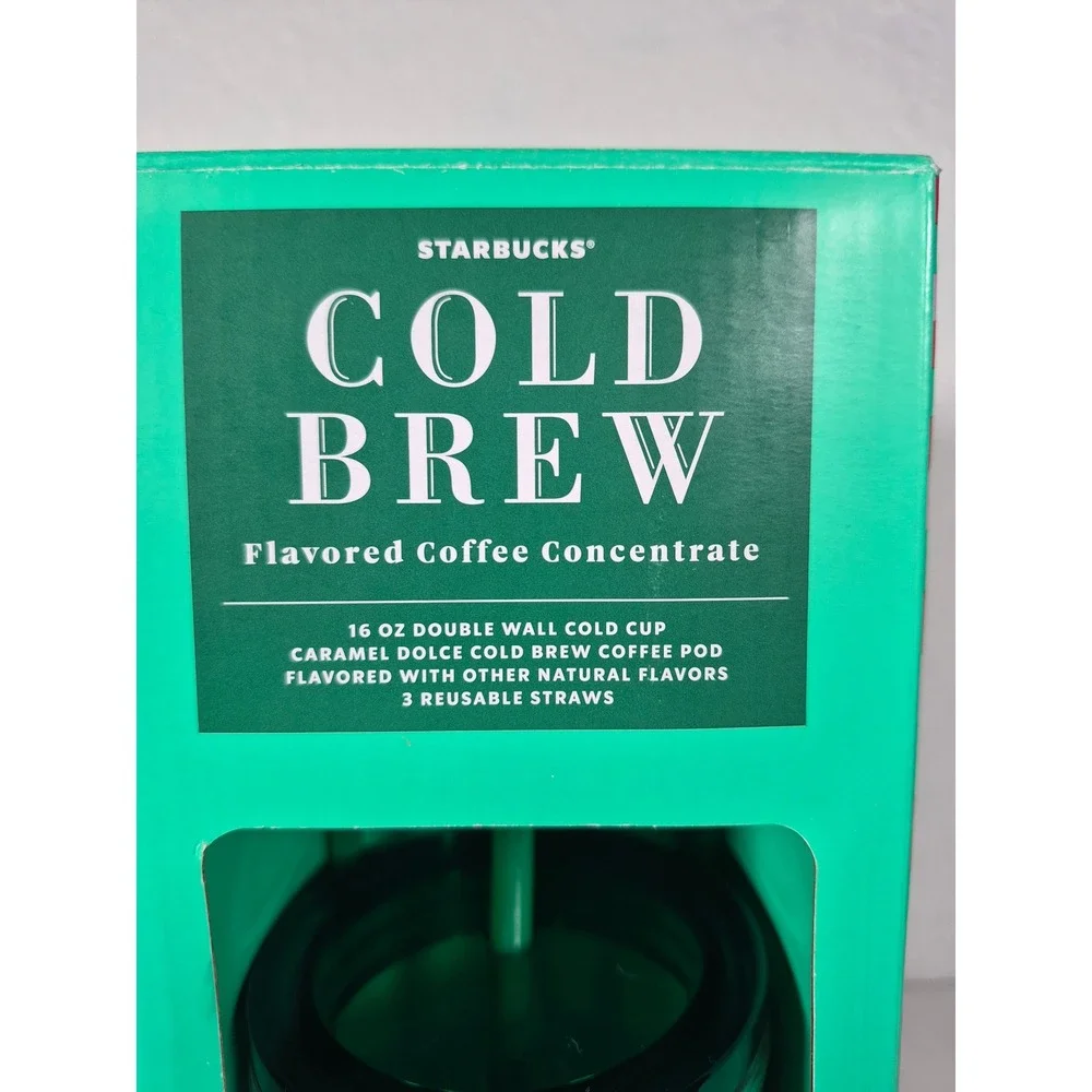 2024 Starbucks Cold Brew Gift Set 16oz Double Wall Cup w/3 Straws- No coffee pod